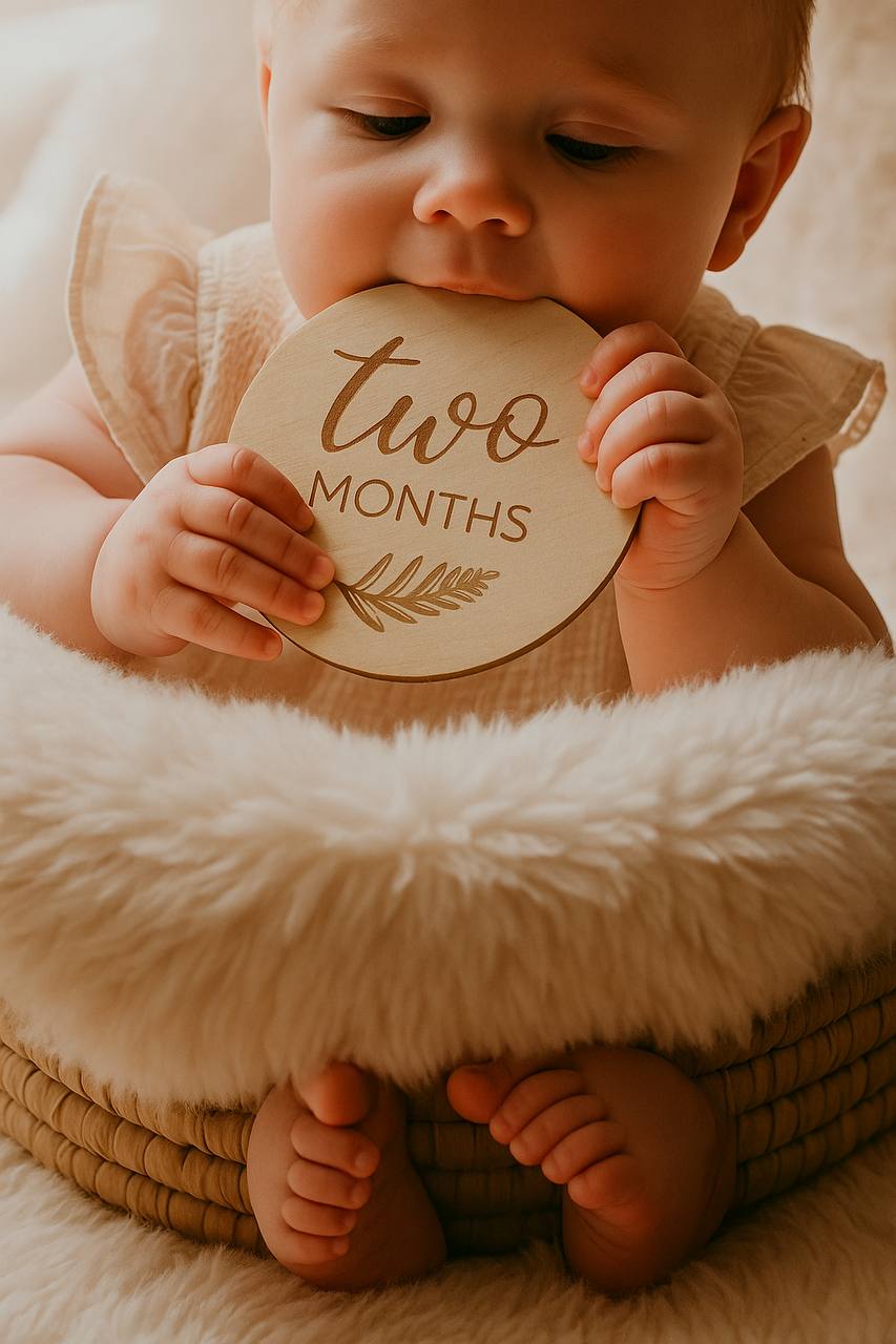 Wooden Baby Milestone Discs – 1–12 Months | Newborn Photo Props